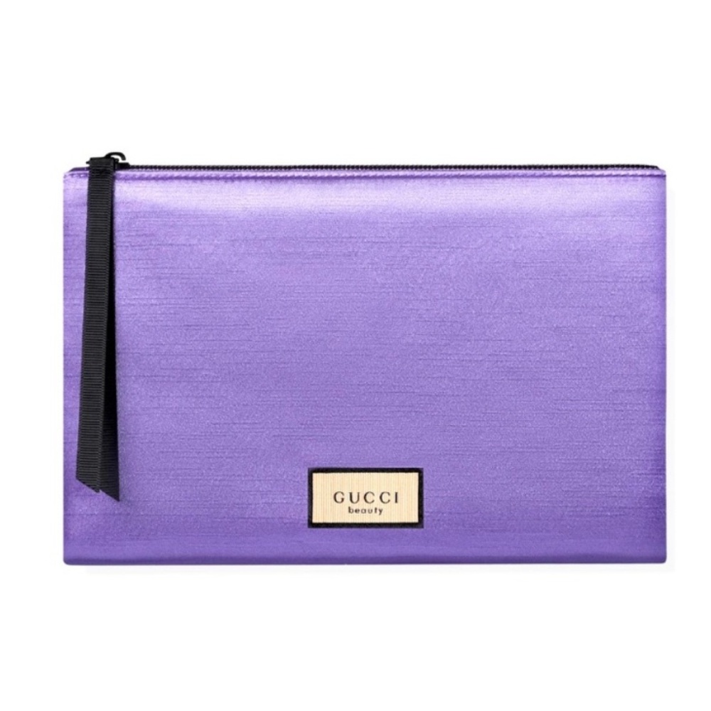 Gucci Beauty Purple Shimmer Floral Inside Zip Pouch - Picture 2 of 3